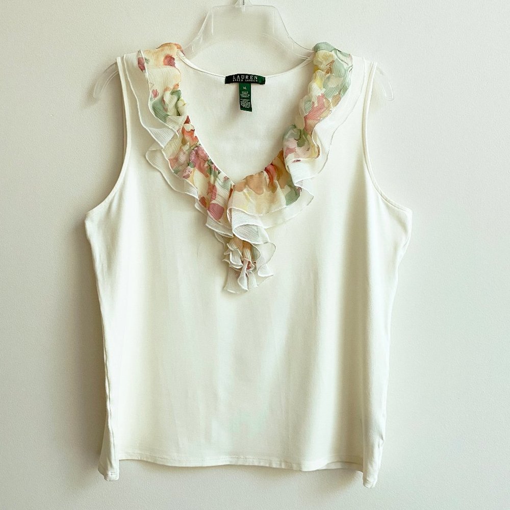 Ralph Lauren Sleeveless Ruffle Top Size XL